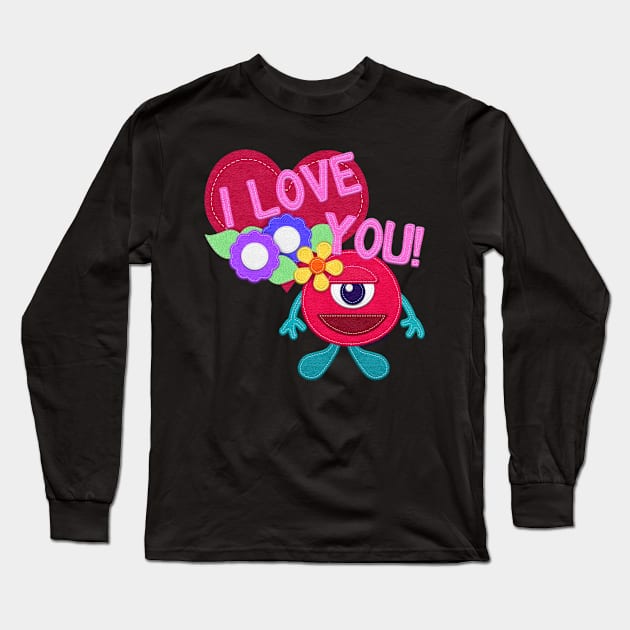 I Love You! Felt Monster Long Sleeve T-Shirt by CheriesArt